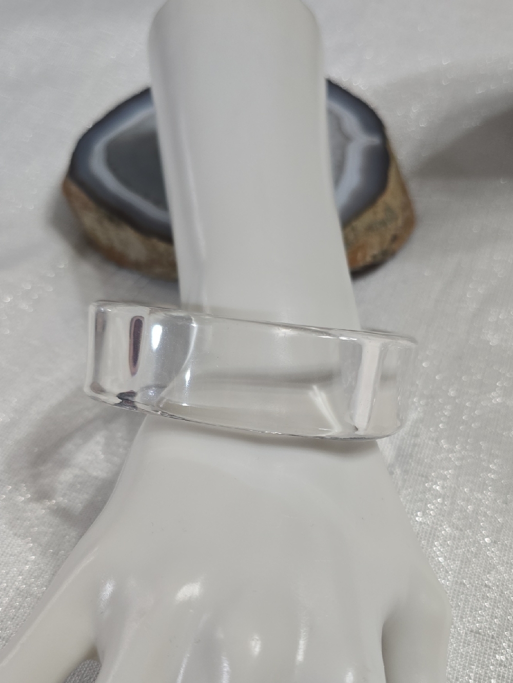 Vintage Clear Lucite Wide Chuncky Bangle Bracelet - Transparent